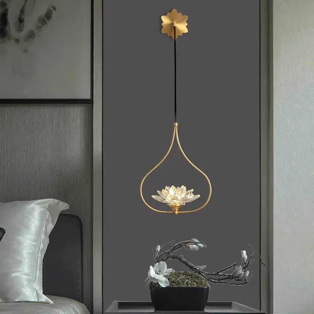 Premium Modern Brass Clear Lotus Crystal LED Wall Lamp by Gloss (6601/WA)