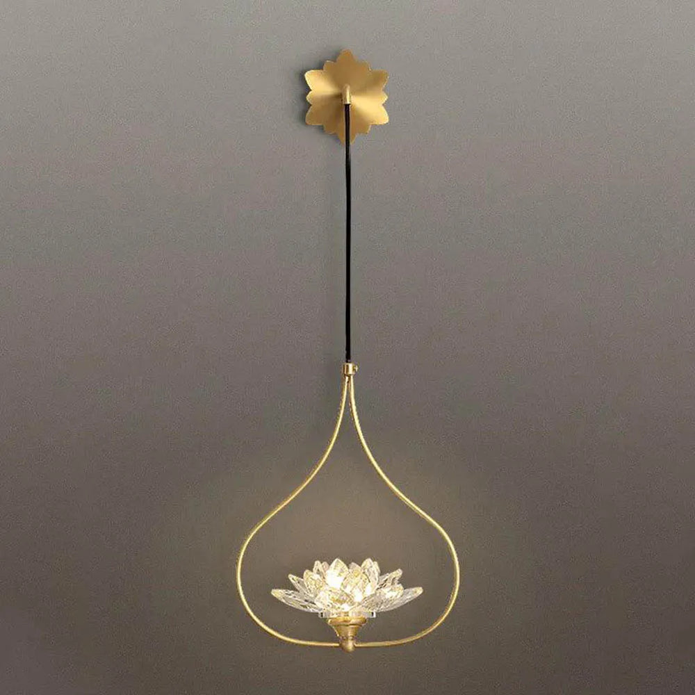 Premium Modern Brass Clear Lotus Crystal LED Wall Lamp by Gloss (6601/WA)