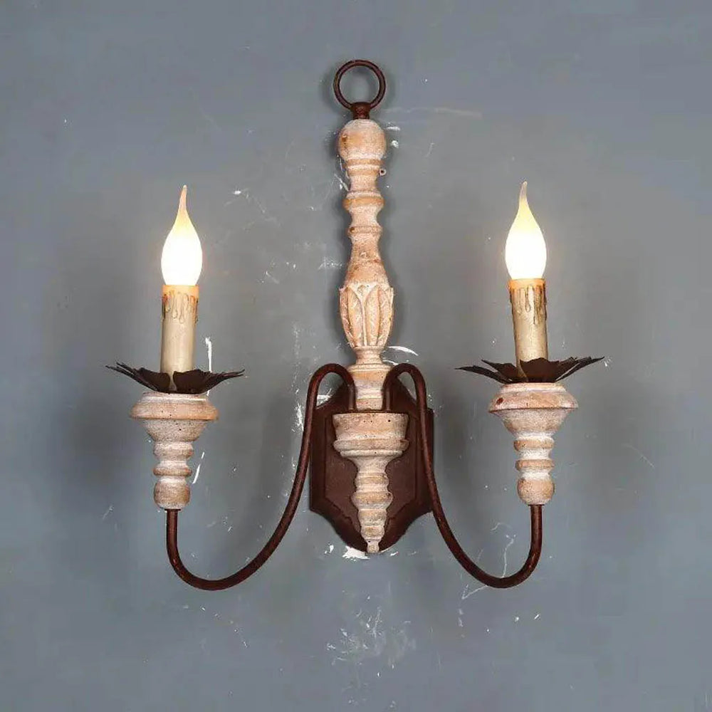 Candle Sconce Antique Wood Wall Light (9034/2)