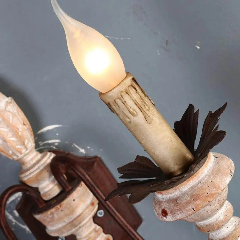 
                      
                        Candle Sconce Antique Wood Wall Light (9034/2)
                      
                    