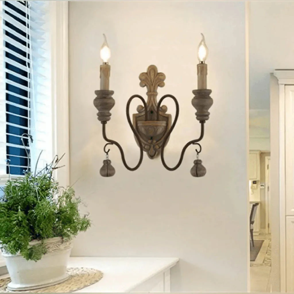 Unique Old Wood With Hardware Decorative Wall Lamp by Gloss (9122/2)