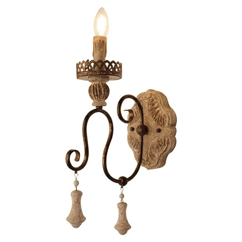 Rustic Ornate Antique Wood Wall Light (9329/1)