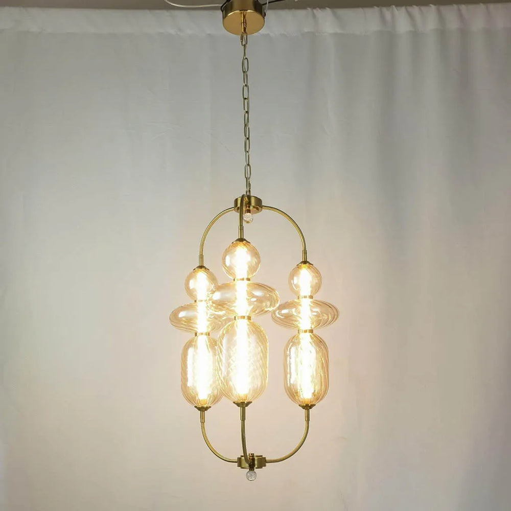 
                      
                        Gold Hardware and Amber Glass LED Chandelier by Gloss (A1893/2)
                      
                    