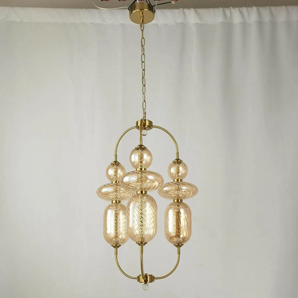 
                      
                        Gold Hardware and Amber Glass LED Chandelier by Gloss (A1893/2)
                      
                    