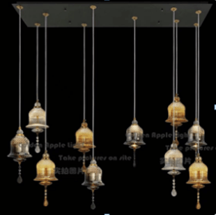 Amber + Smoke Grey+Clear Glass chandelier by Gloss (01094/8) - Ashoka Lites