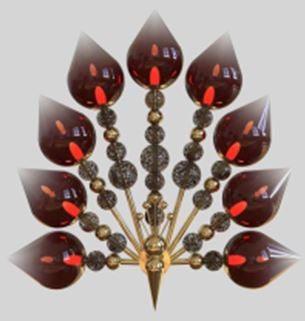 Antique Brass with Red colour Glass Wall Lamp by Gloss (XQ6031) - Ashoka Lites