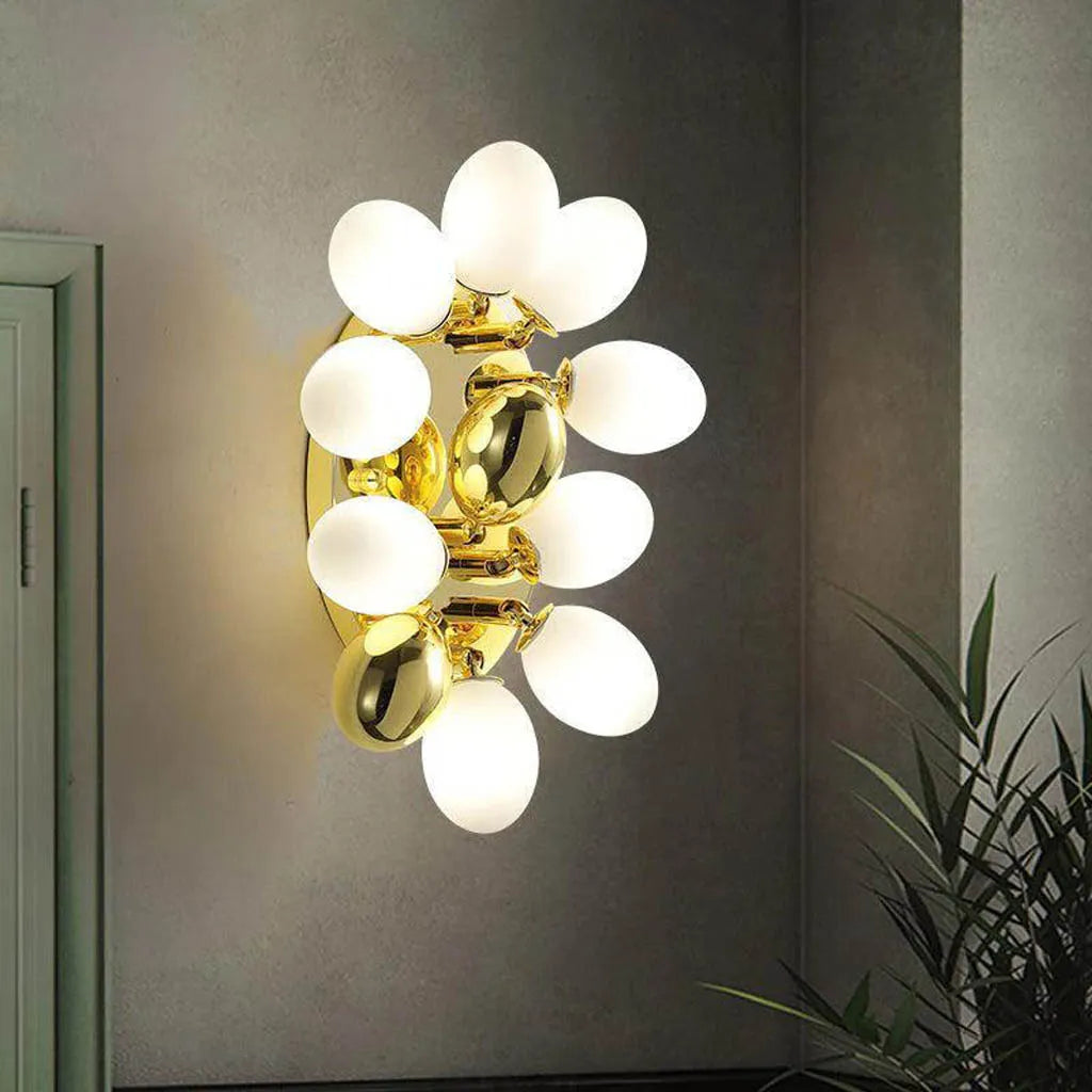 Small Egg Shape white & Gold Ball Wall Light by Gloss (B948)