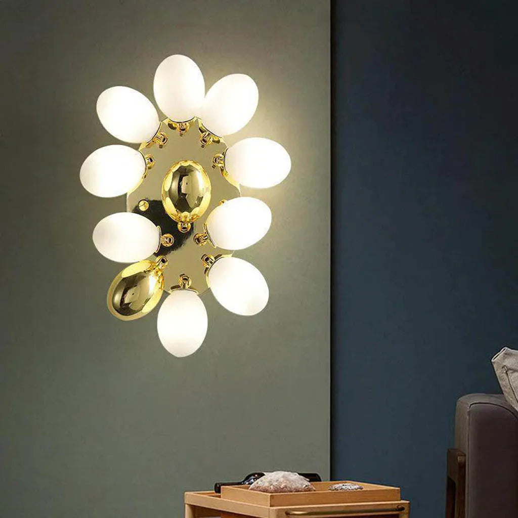 Small Egg Shape white & Gold Ball Wall Light by Gloss (B948)