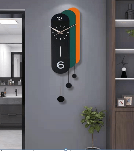 Black, Green and Orange Colour Wall Clock by Gloss (7712) - Ashoka Lites