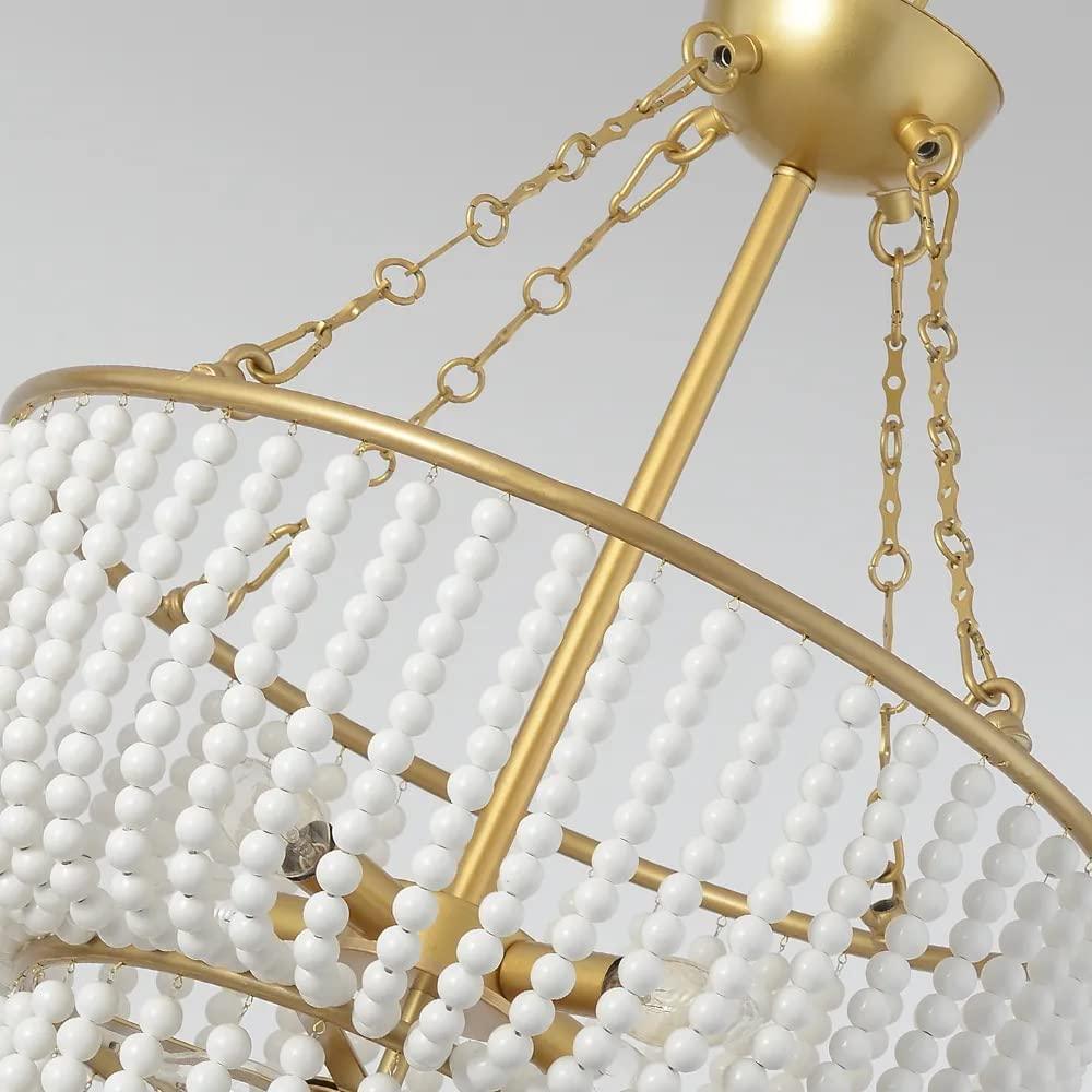 
                      
                        Luxury White and Gold Ceramic Beads Double Height Chandelier by Gloss (9342/8) - Ashoka Lites
                      
                    