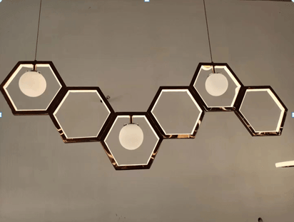 Hexagonal LED Chandelier by Gloss(002-6) - Ashoka Lites