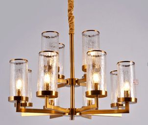 Metal With Glass Chandelier by Gloss (D3155-8+4) - Ashoka Lites