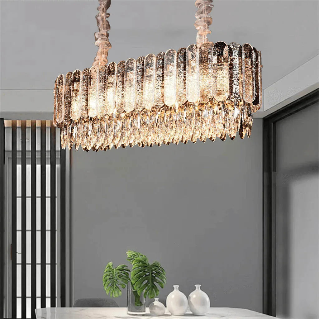 Premium Rectangular Clear Crystal K9 Chandelier by Gloss (6212)