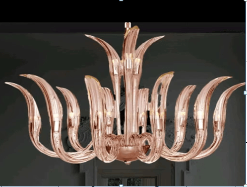 Rose Gold Glass Chandelier by Gloss (DN1455-6+3L) - Ashoka Lites