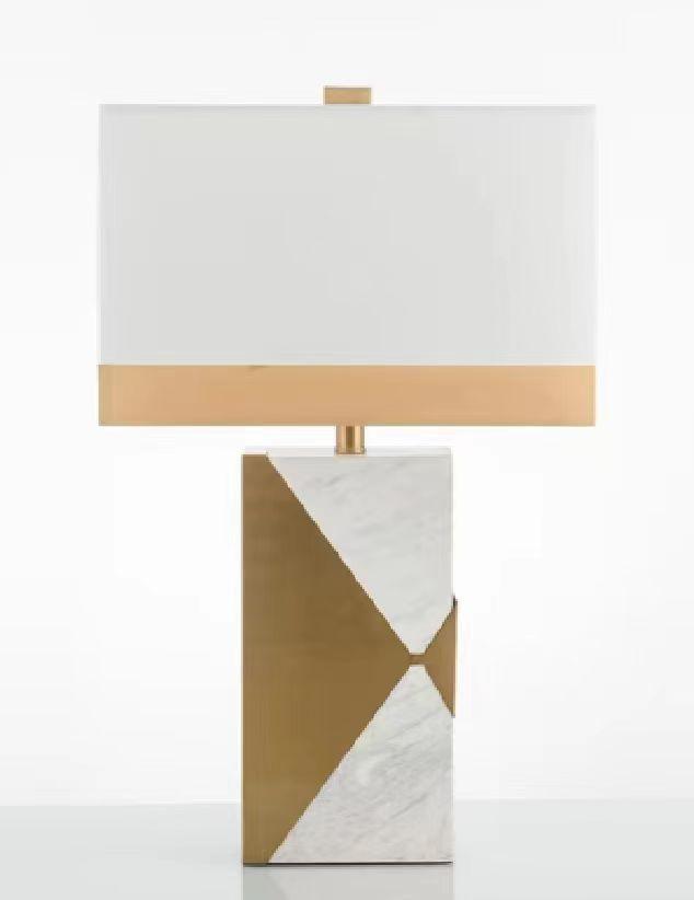 Luxury Marble and Metal Table Desk Lamp by Gloss (T9711) - Ashoka Lites