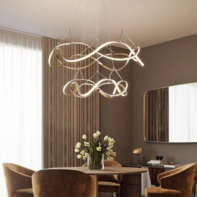 Premium Luxury Rose Gold Metal and Acrylic LED Chandelier by Gloss (8805) - Ashoka Lites